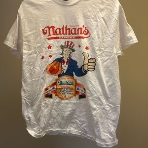 White Graphic Tee - Nathan’s Hot Dogs
